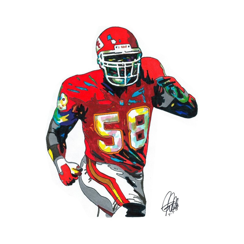 Derrick Thomas Kansas City Chiefs Football Poster Print Wall Art 13x19